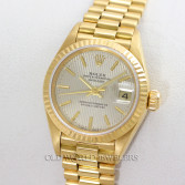 Rolex Lady Datejust President Ref 69178 18K Gold Silver Tapestry
